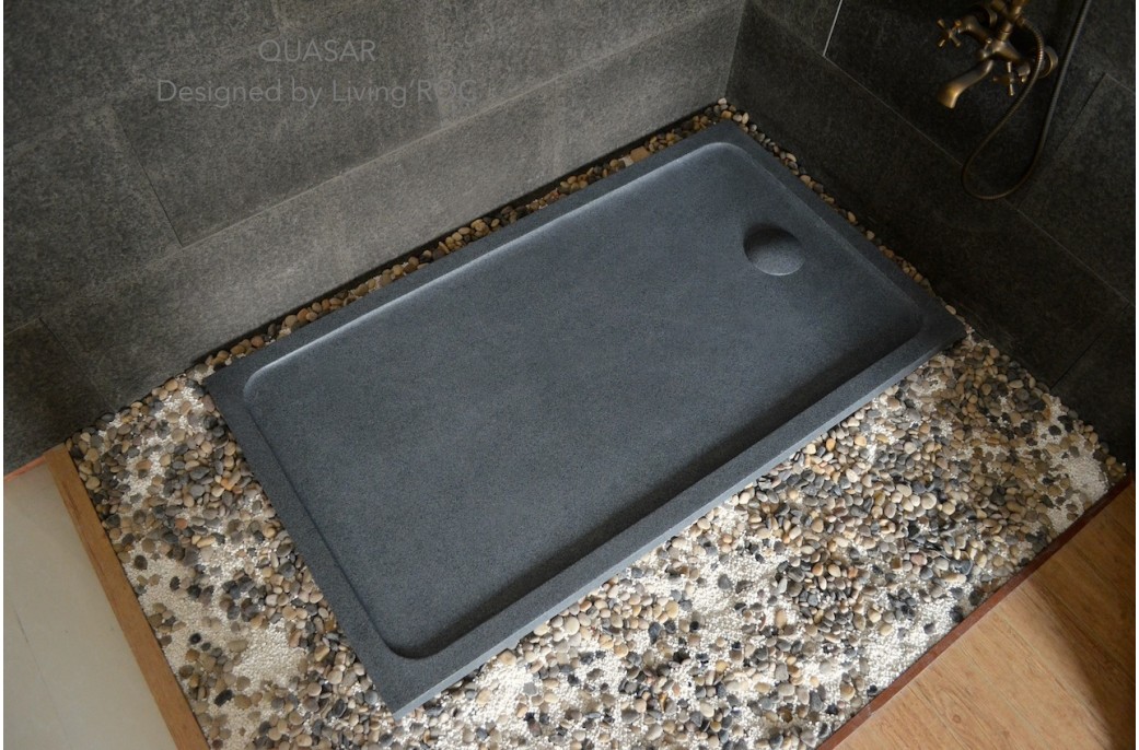 Receveur de douche pierre 160x90 granit noir véritable QUASAR SHADOW